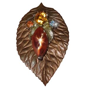 Jewel Embellished Upcycled Leaf Brooch